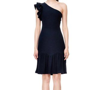 NWT Rebecca Taylor Ruffled One-Shoulder Knit Dress